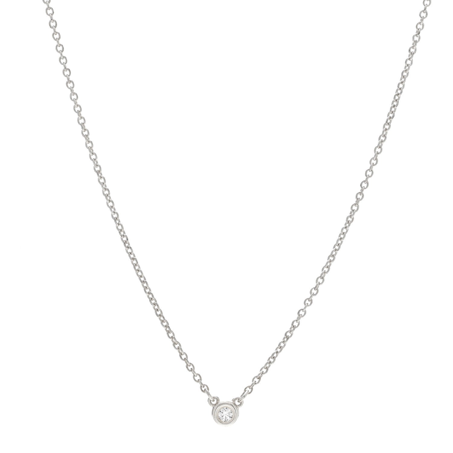 Tiffany Sterling Silver Diamond .03ct Elsa Peretti Diamonds by the Yard Pendant Necklace 1 of 6