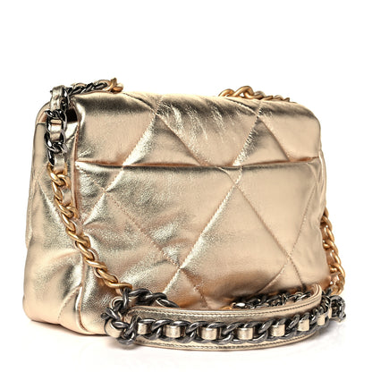 Chanel Metallic Goatskin Quilted Medium Chanel 19 Flap Gold 3 of 10