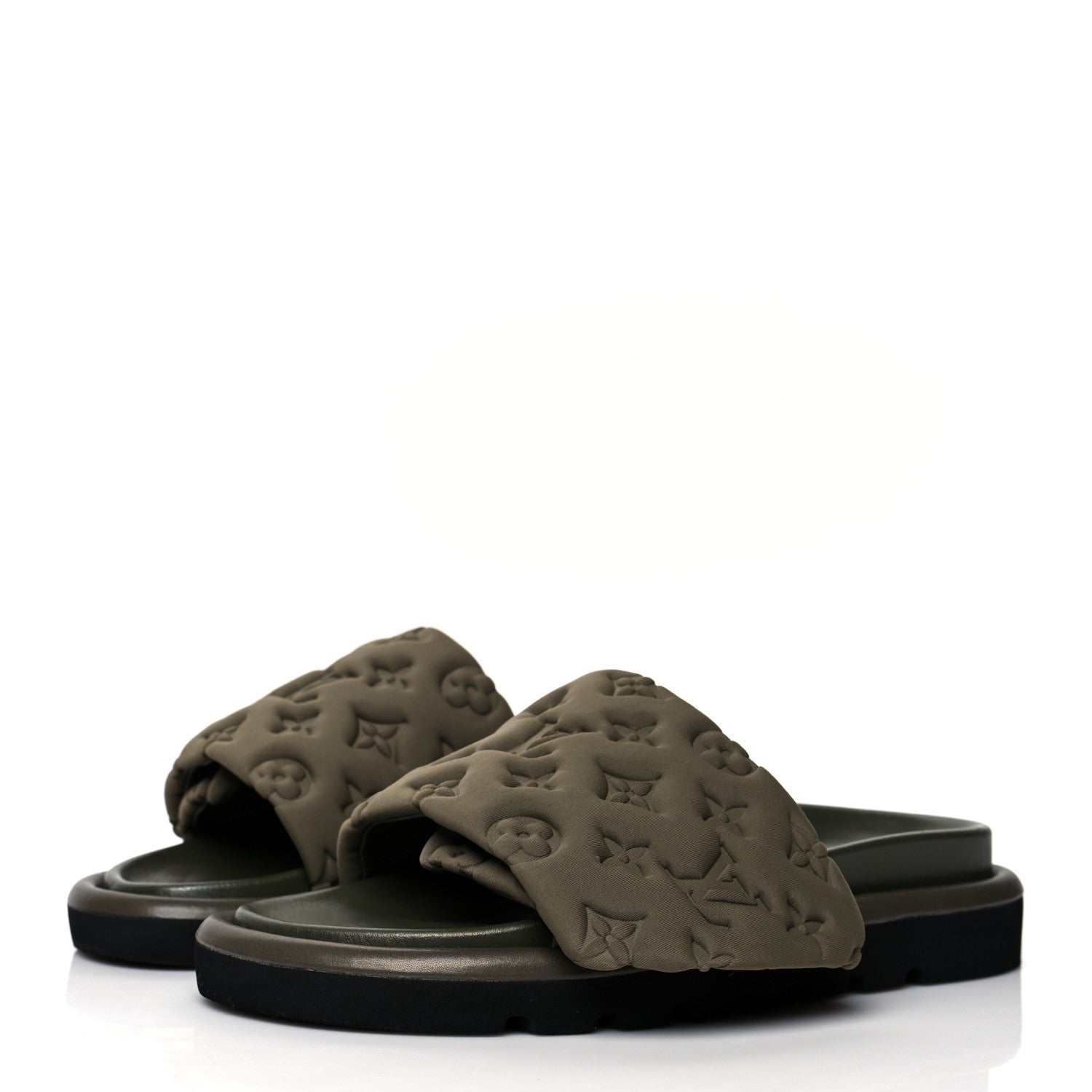 Louis Vuitton Technical Fabric Embossed Monogram Pool Pillow Comfort Mules 40 Khaki 3 of 10