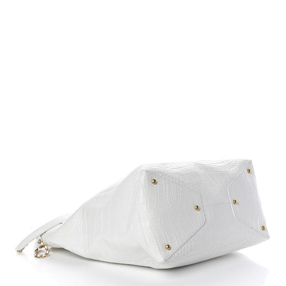 Chanel Calfskin Crocodile Embossed Large Cocodile Shopping Tote White 5 of 11