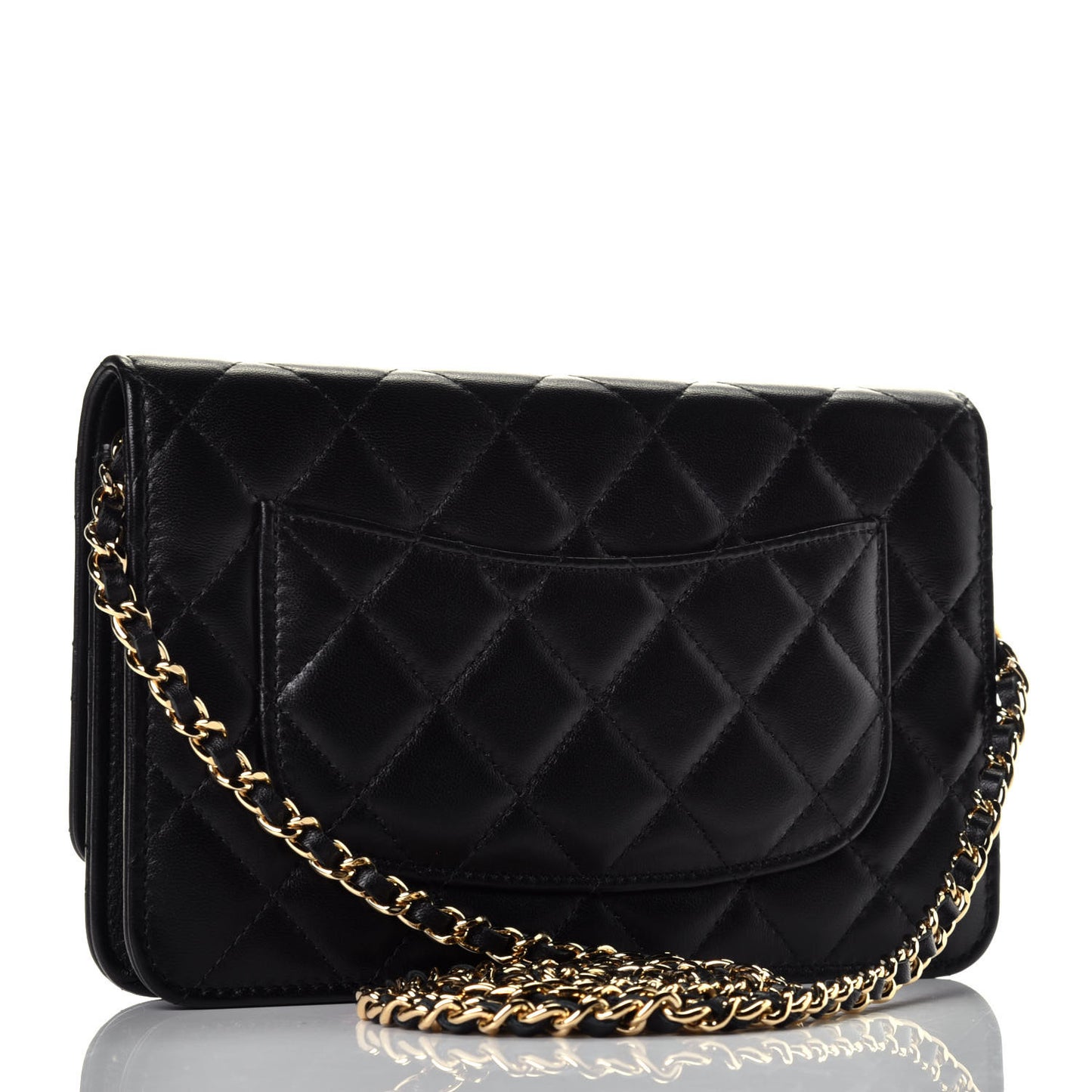 Lambskin Quilted Wallet On Chain WOC Black