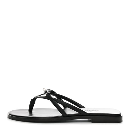 Hermes Calfskin Miss Sandals 38 Black 1 of 8