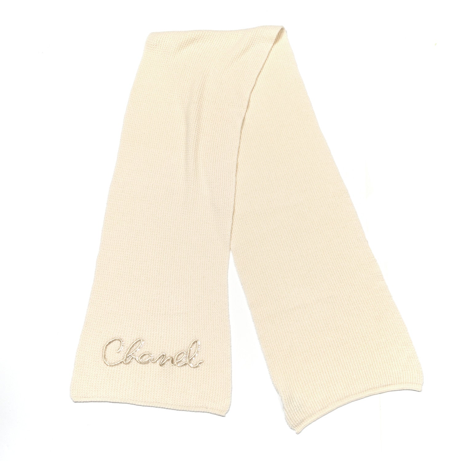 Chanel Cashmere Sequin Logo Scarf White 2 of 3