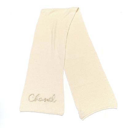 Chanel Cashmere Sequin Logo Scarf White 2 of 3