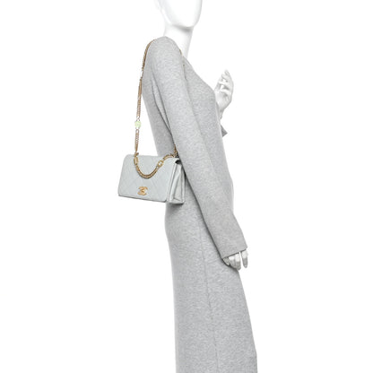 Chanel Calfskin Quilted Enamel Chain Flap Grey 2 of 11
