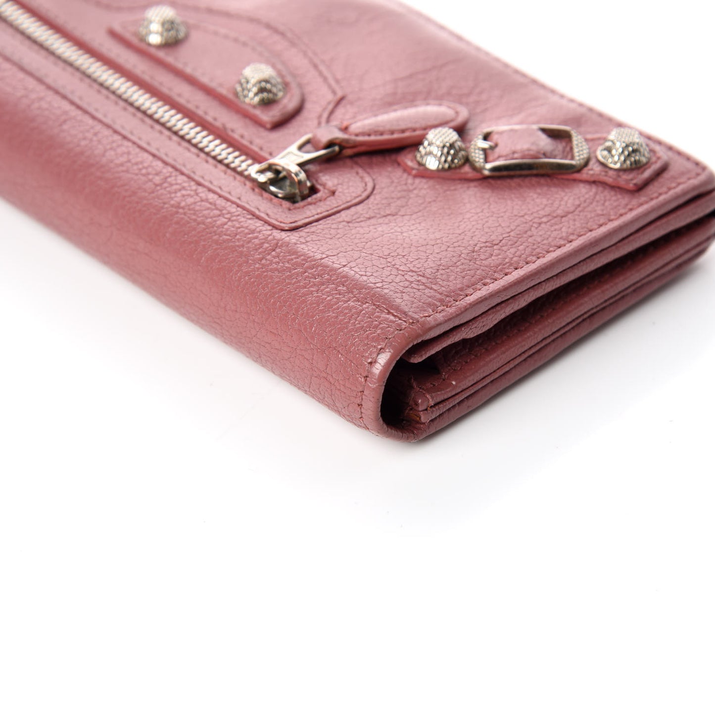 Agneau Giant 12 Silver Hardware Money Wallet Rose Bruyere