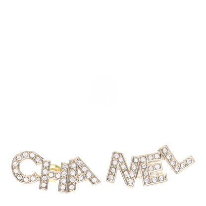 Chanel Crystal Pearl Signature Stud Earrings Gold 1 of 4