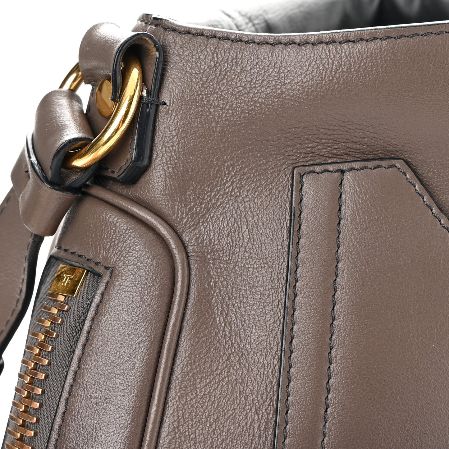 Grained Calfskin Medium Shaded Jennifer Crossbody Bag Brown