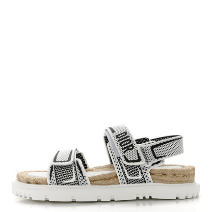 Christian Dior Technical Knit Jute Dioract 10mm Sandals 37.5 White Black 1 of 8