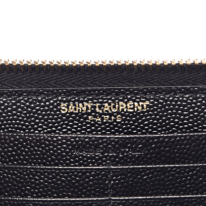 Saint Laurent Grain De Poudre Matelasse Chevron Monogram Zip Around Wallet Black 6 of 9