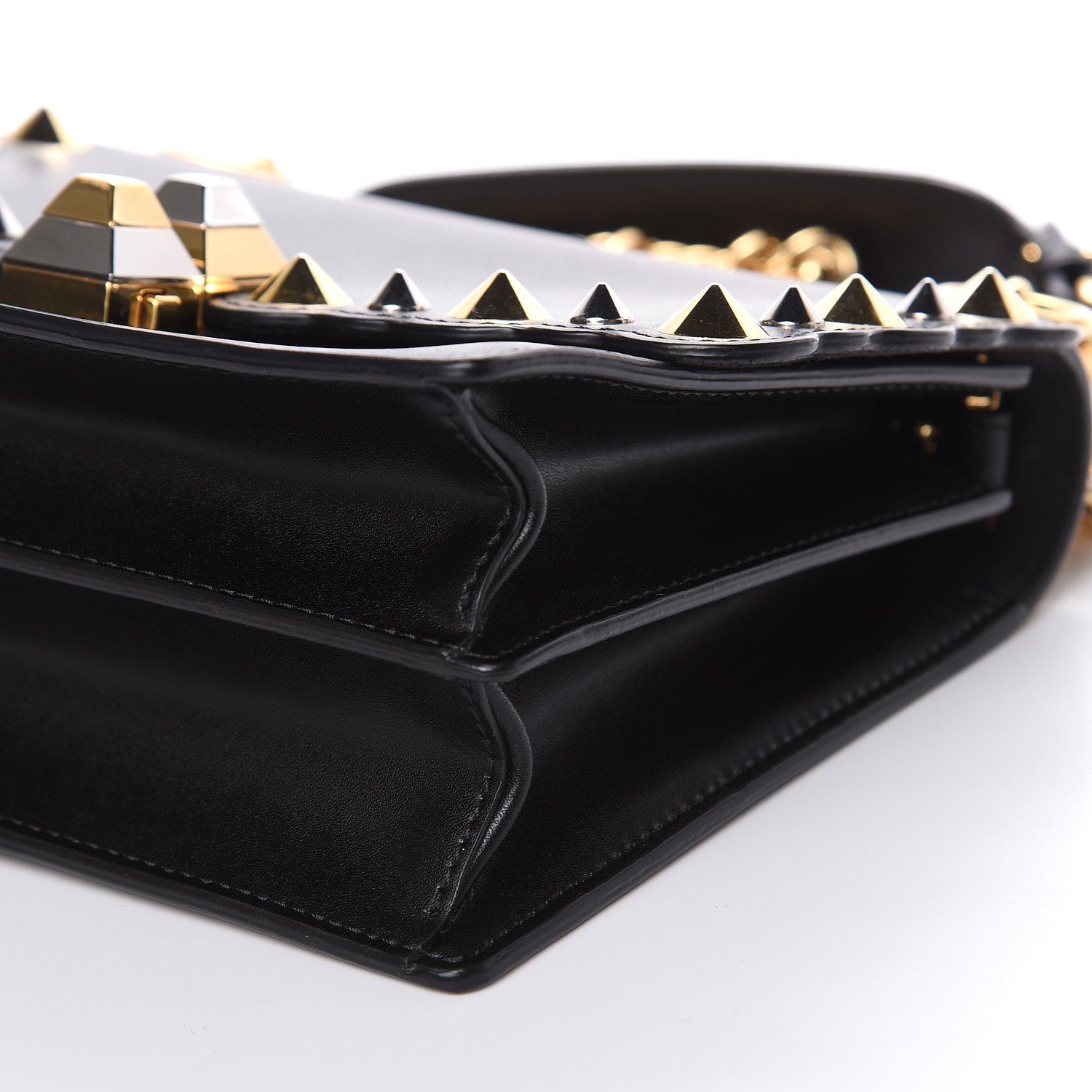 Fendi Vitello Liberty Metal Scalloped Multi Studded Small Kan I Shoulder Bag Black 9 of 10
