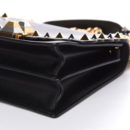 Fendi Vitello Liberty Metal Scalloped Multi Studded Small Kan I Shoulder Bag Black 9 of 10