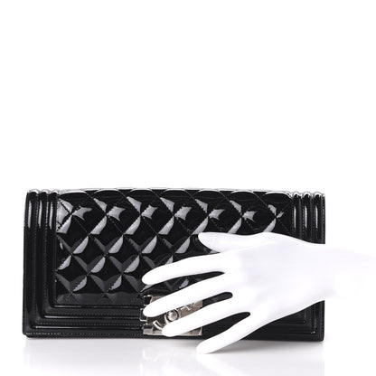Chanel Patent Quilted Boy Flap Clutch Black 2 of 10