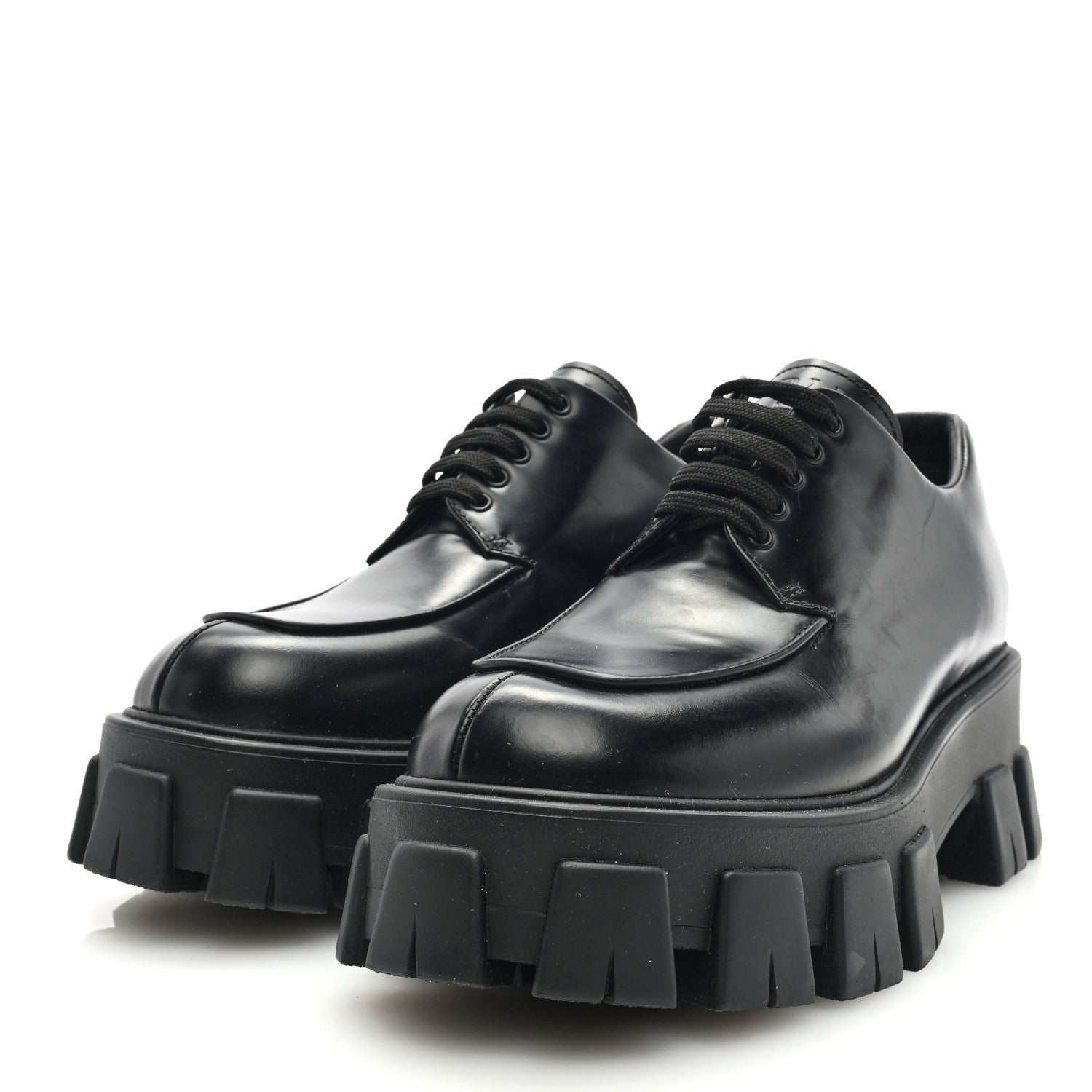 Prada Spazzolato Rois Monolith 55mm Derby Loafers 38.5 Black 2 of 7