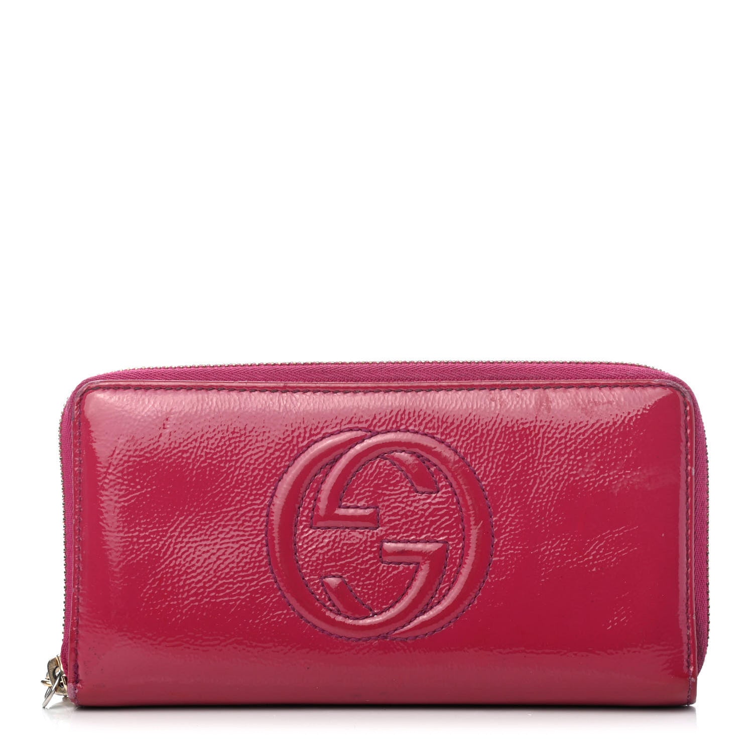 Gucci Patent Soho Zip Around Wallet Bright Bougainvillea 1 of 4