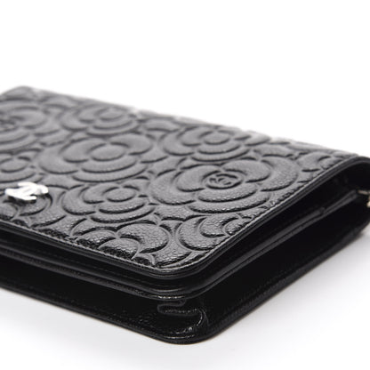 Chanel Caviar Camellia Embossed Wallet On Chain WOC Black 7 of 12