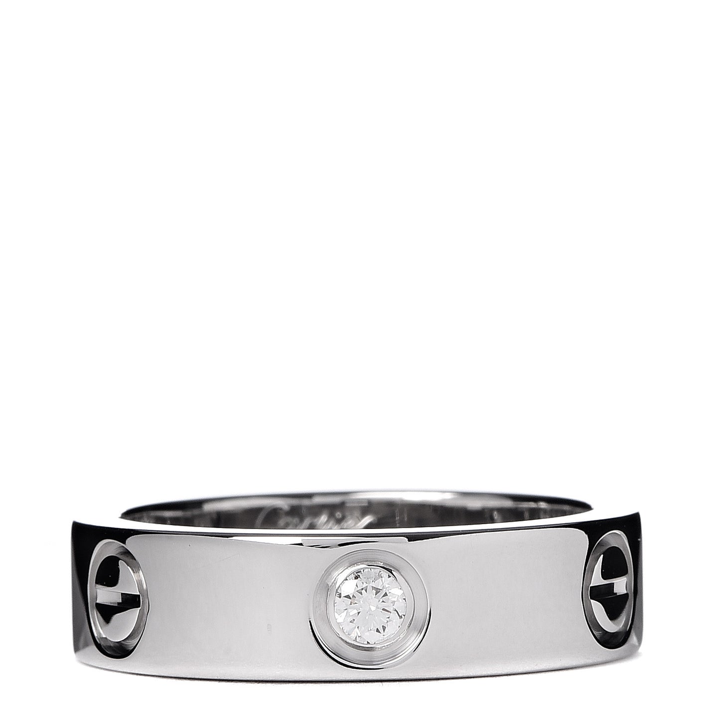 18K White Gold 3 Diamond 5.5mm LOVE Ring 55 7.25