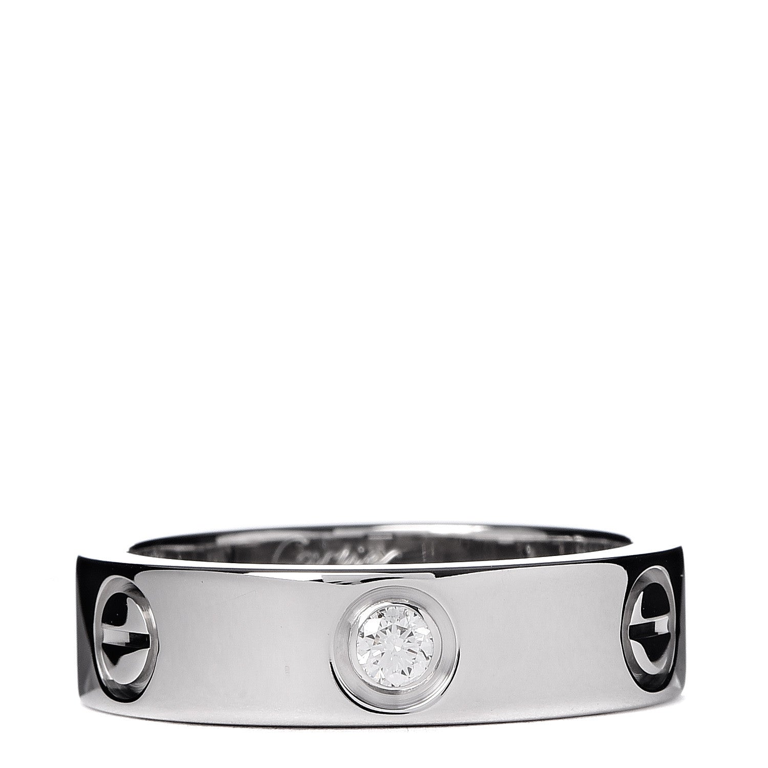 Cartier 18K White Gold 3 Diamond 5.5mm LOVE Ring 55 7.25 1 of 5