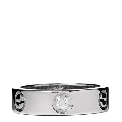 Cartier 18K White Gold 3 Diamond 5.5mm LOVE Ring 55 7.25 1 of 5