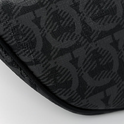 Salvatore Ferragamo Gancini Monogram Calfskin Waist Bag Black Grey 9 of 11