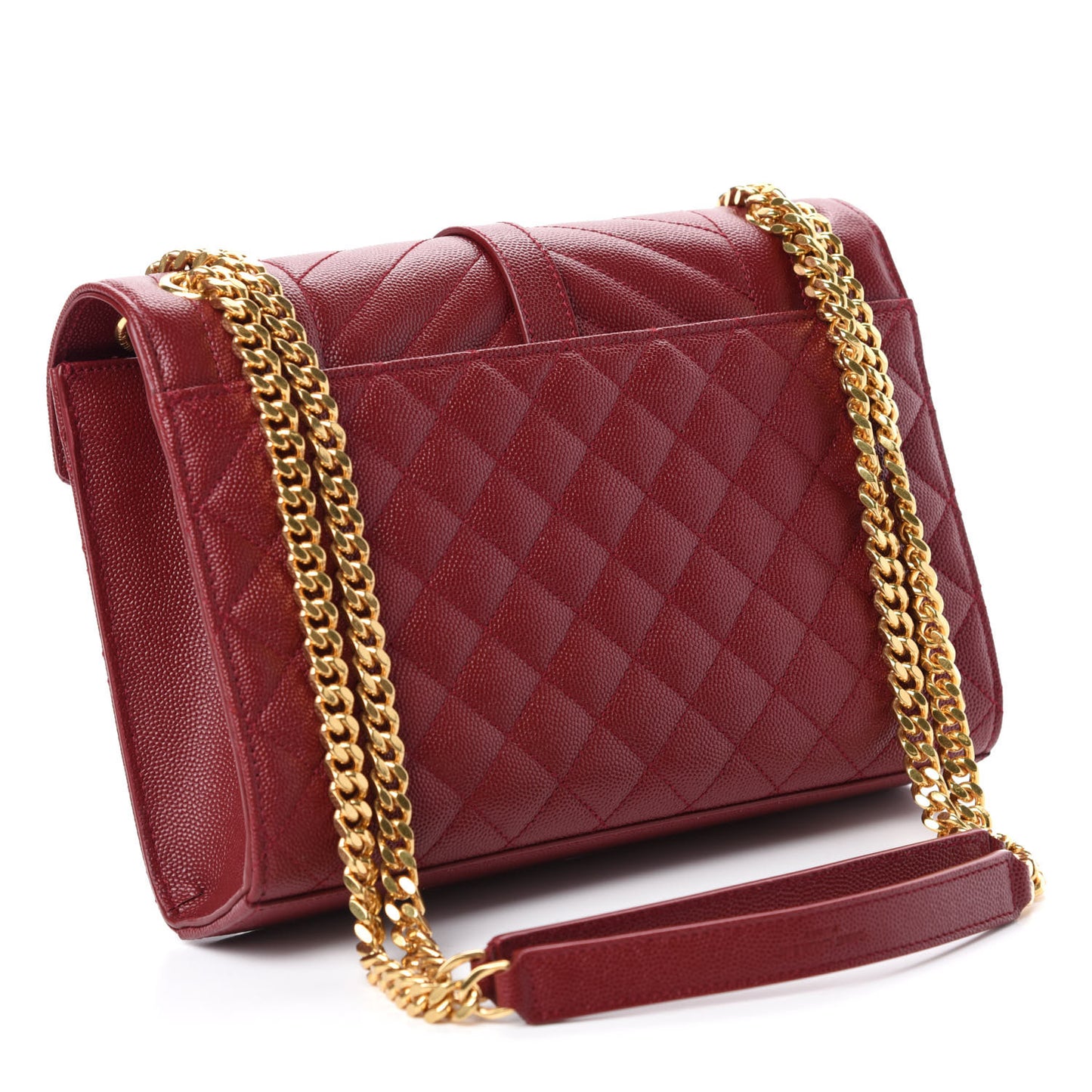 Grain De Poudre Textured Mixed Matelasse Triquilt Medium Monogram Satchel Oxblood