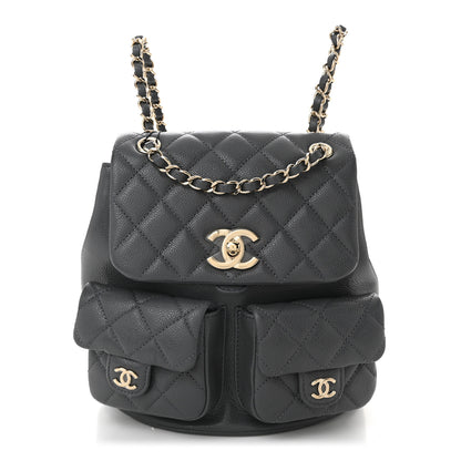 Chanel Shiny Caviar Quilted Medium Duma Pockets Drawstring Backpack Grey 1 of 10