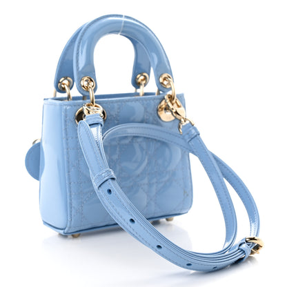 Christian Dior Patent Cannage Micro Lady Dior Cornflower Blue 3 of 9