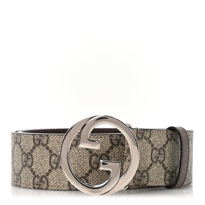 Gucci GG Supreme Monogram Textured Dollar Calfskin Blondie 40mm Belt 85 34 Beige Ebony New Acero 1 of 4