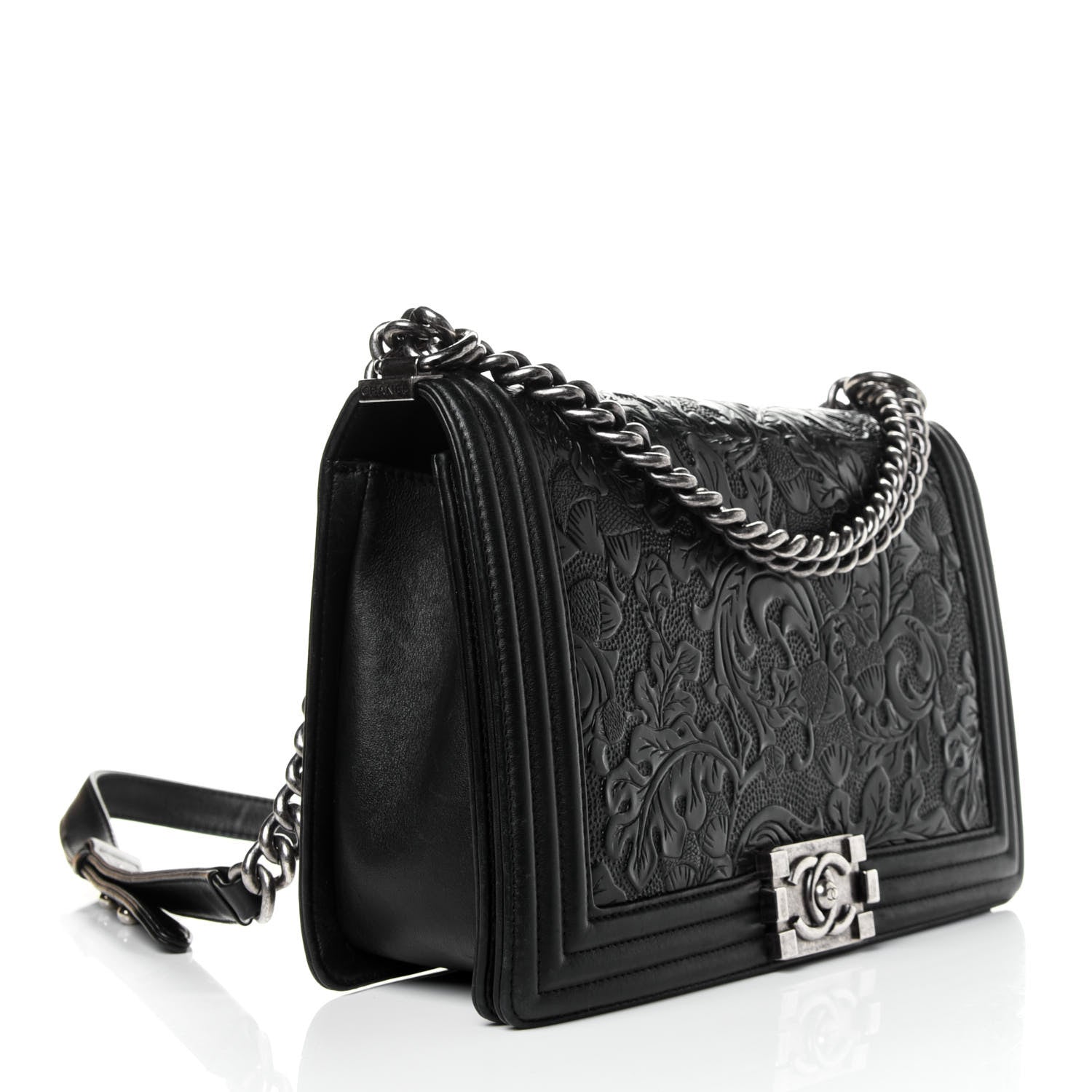 Chanel Calfskin Embossed New Medium Cordoba Boy Flap Black 2 of 5