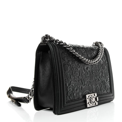 Chanel Calfskin Embossed New Medium Cordoba Boy Flap Black 2 of 5