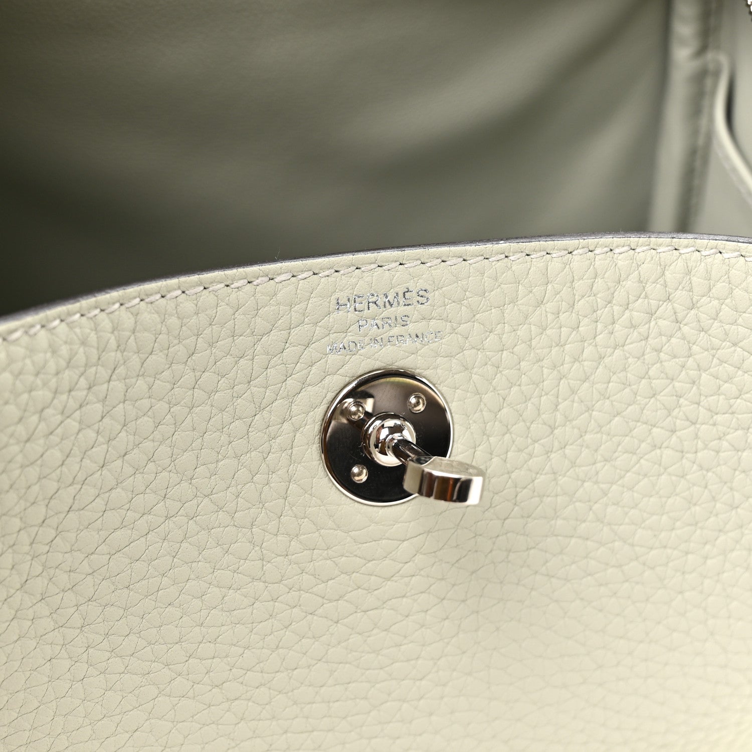 Hermes Taurillon Clemence Mini Lindy 20 Gris Neve 6 of 11