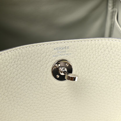 Hermes Taurillon Clemence Mini Lindy 20 Gris Neve 6 of 11