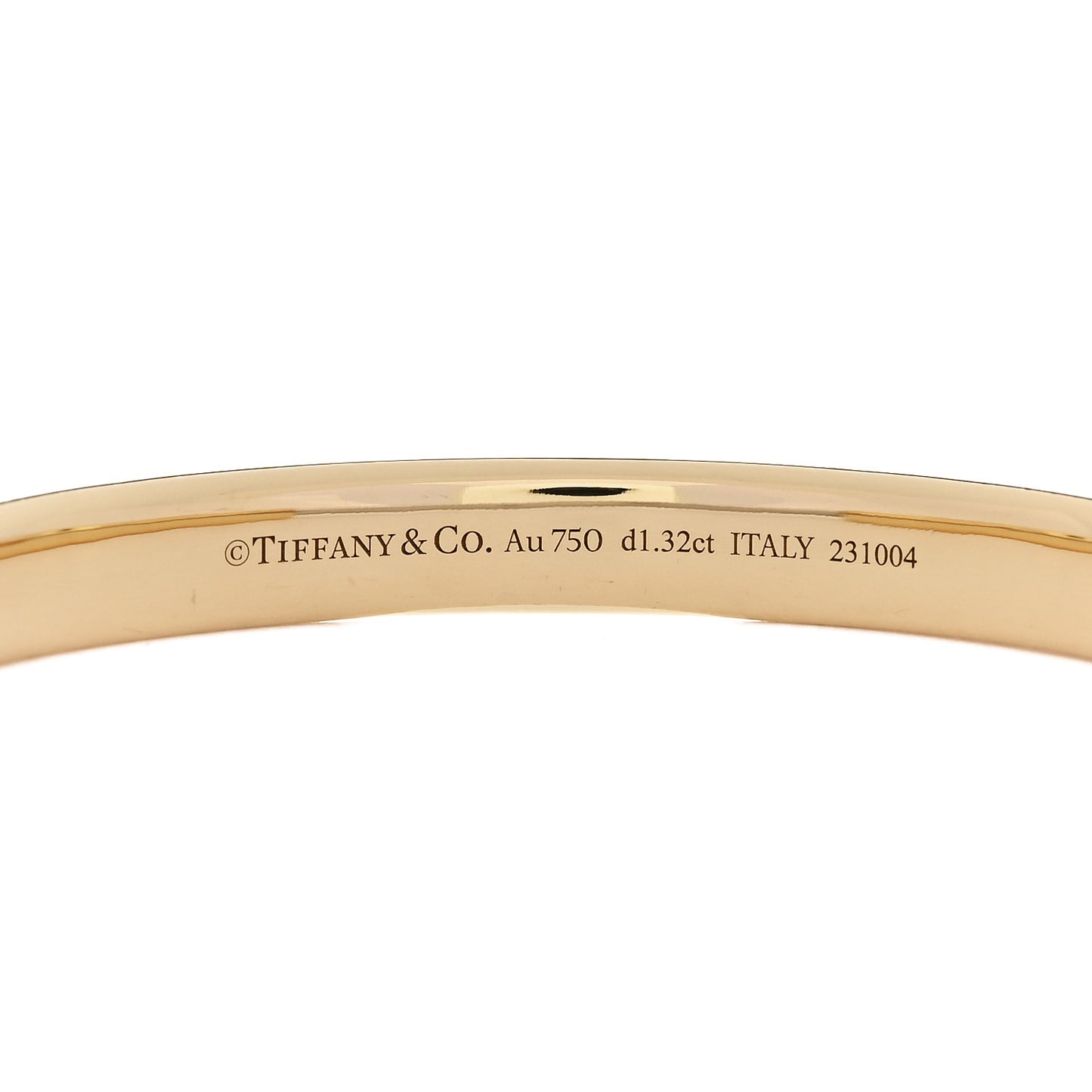 18K Yellow White Gold Diamond Tiffany Lock Half Pave Bangle Bracelet