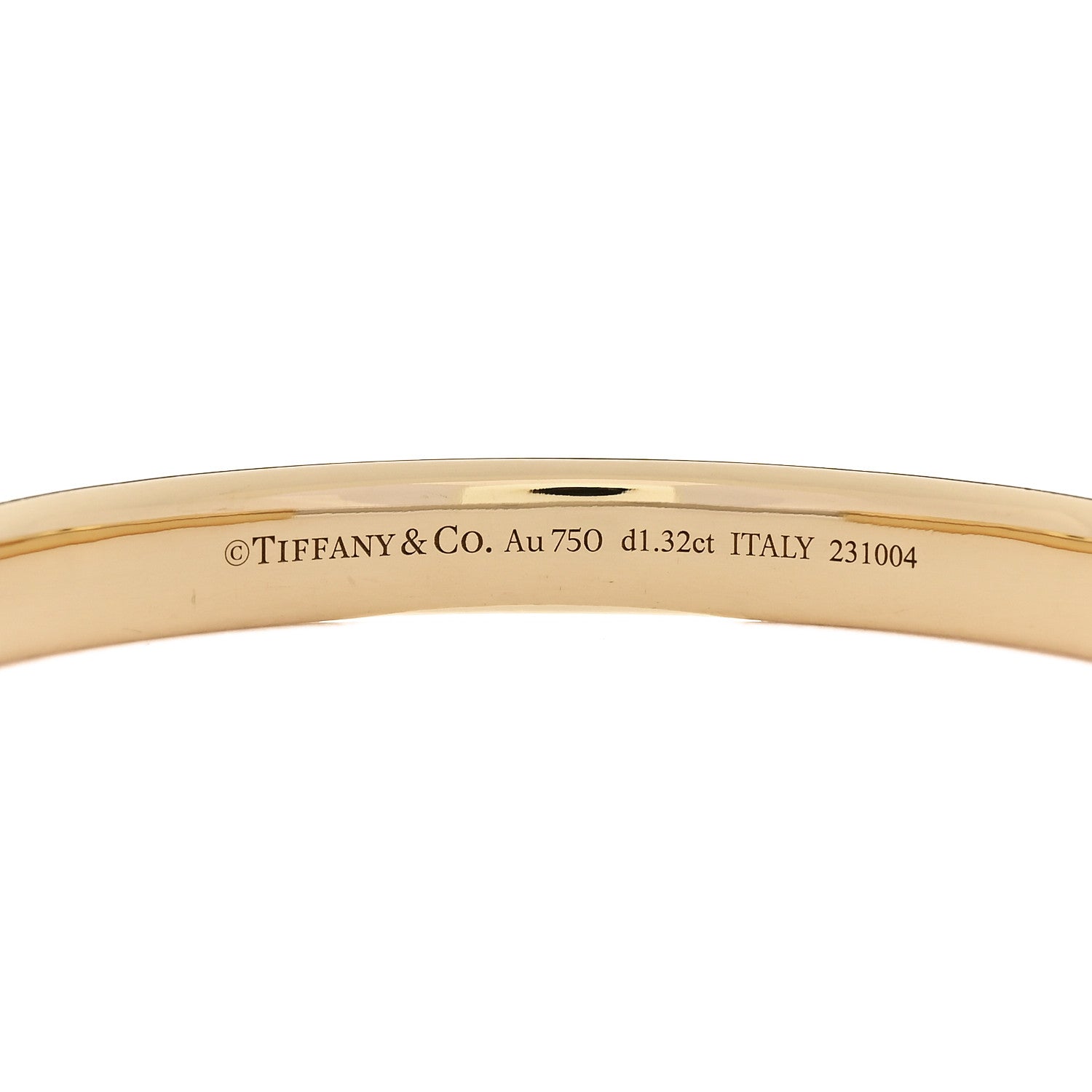 Tiffany 18K Yellow White Gold Diamond Tiffany Lock Half Pave Bangle Bracelet 5 of 6