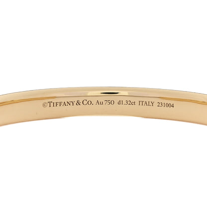 Tiffany 18K Yellow White Gold Diamond Tiffany Lock Half Pave Bangle Bracelet 5 of 6