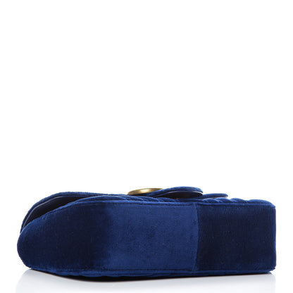 Gucci Velvet Matelasse Mini GG Marmont Shoulder Bag Cobalt Blue 4 of 9