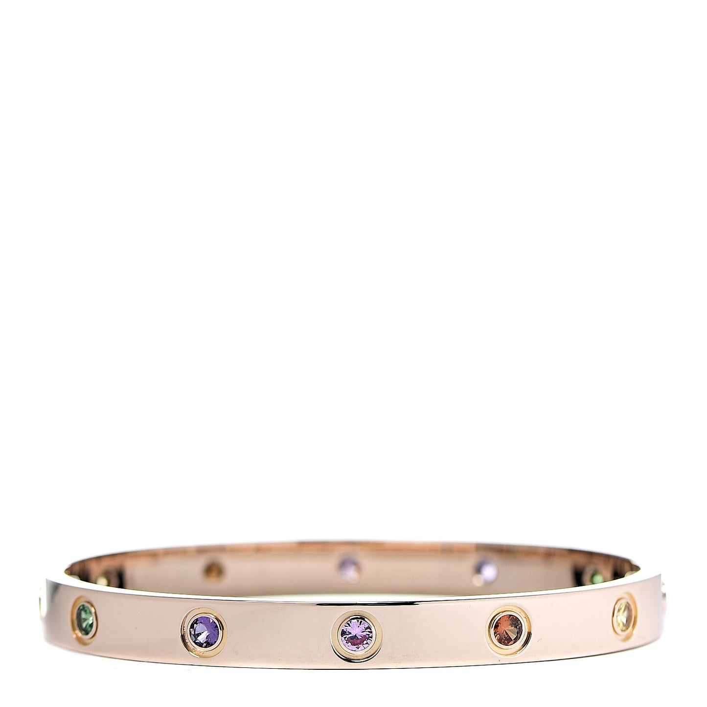 18K Pink Gold Sapphire Garnet Amethyst LOVE Bracelet 16