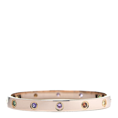 Cartier 18K Pink Gold Sapphire Garnet Amethyst LOVE Bracelet 16 2 of 7