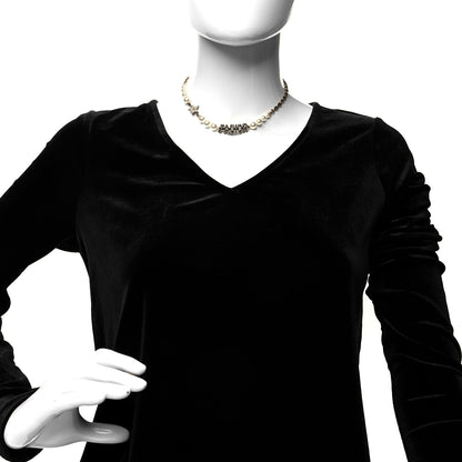 Christian Dior Metal Pearl Crystal J'Adior Choker Necklace Antique Gold 2 of 5