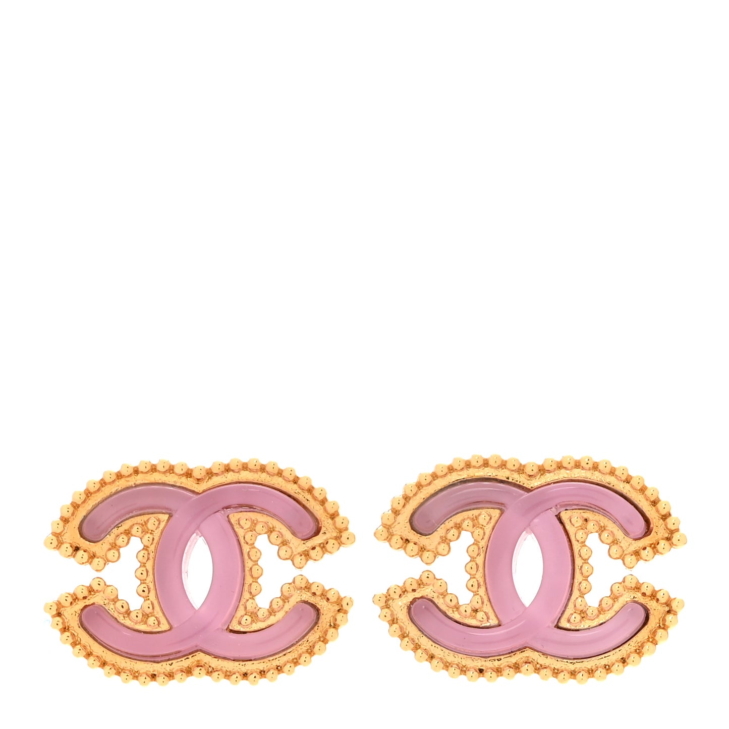 Enamel CC Earrings Gold Pink