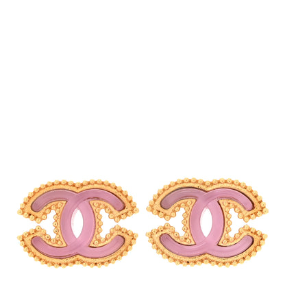 Chanel Enamel CC Earrings Gold Pink 1 of 5