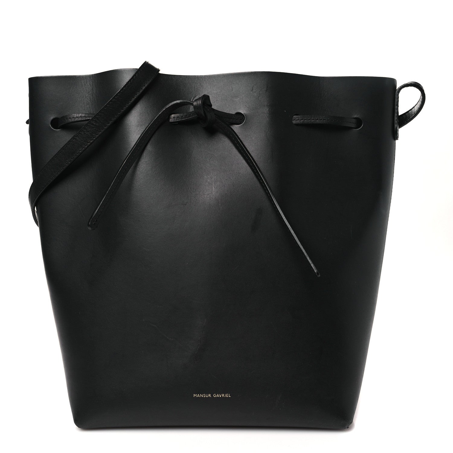 Mansur Gavriel Vegetable Tanned Calfskin Bucket Bag Black Royal 1 of 10