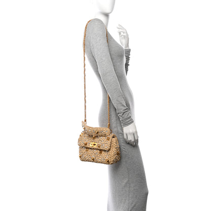 Valentino Garavani Raffia Crystal Medium Roman Stud Shoulder Bag Naturale Crystal 2 of 11