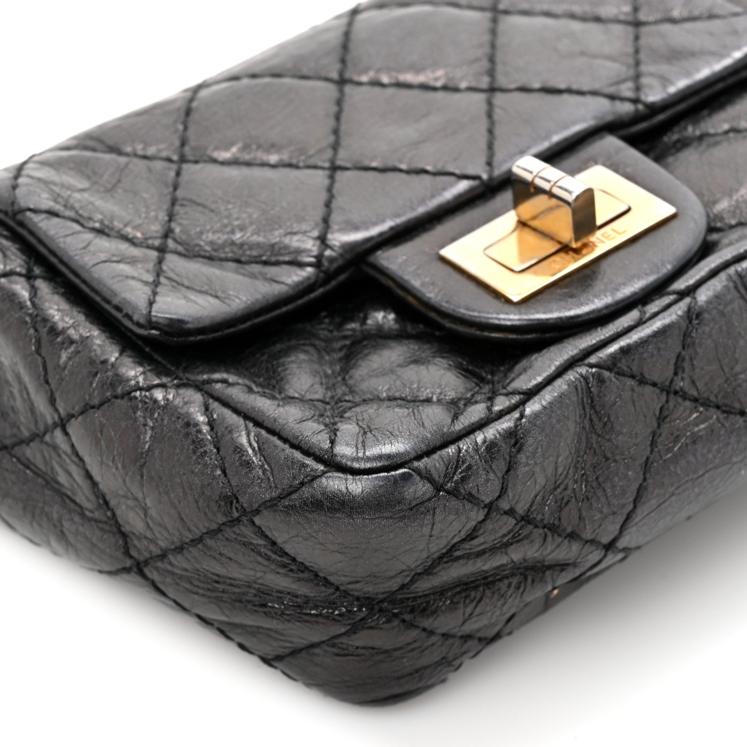 Chanel Glazed Calfskin Quilted Reissue Double Flap Clutch Black 15 of 15