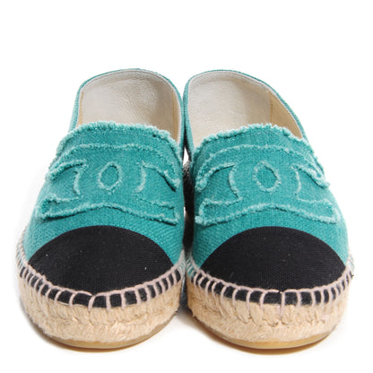 Chanel Canvas Double Sole Espadrilles 38 Green Black 2 of 7