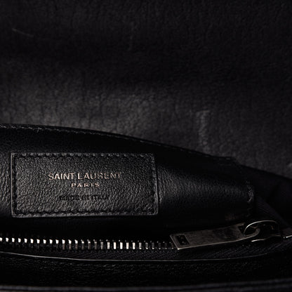 Saint Laurent Sheepskin Matelasse Chevron Monogram Medium College Bag Black 6 of 9