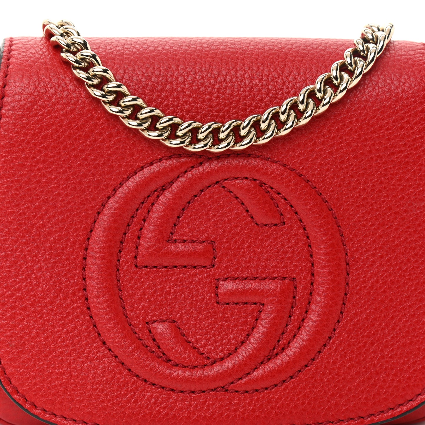 Pebbled Calfskin Small Soho Flap Crossbody Red