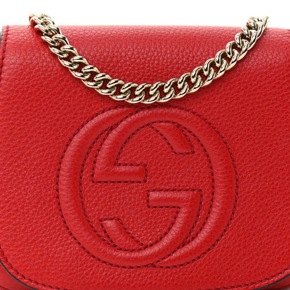 Gucci Pebbled Calfskin Small Soho Flap Crossbody Red 8 of 11