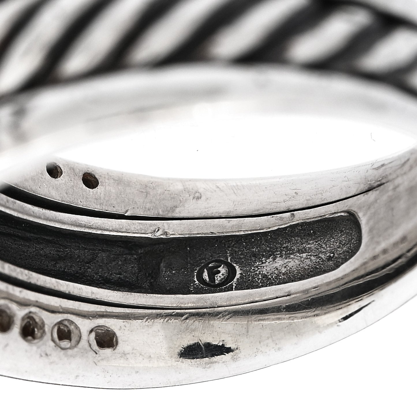 Sterling Silver Diamond Cable Band Ring 52 6