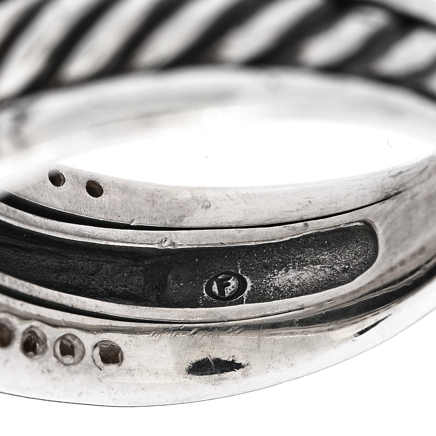 David Yurman Sterling Silver Diamond Cable Band Ring 52 6 5 of 5